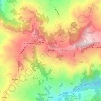 Topografische Karte Ca' del Re, Höhe, Relief