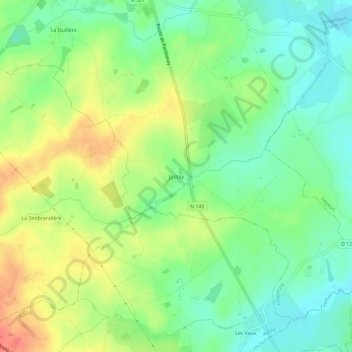 Topografische Karte Jussay, Höhe, Relief