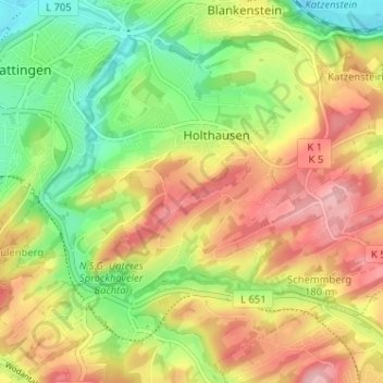 Topografische Karte Am Hagen, Höhe, Relief