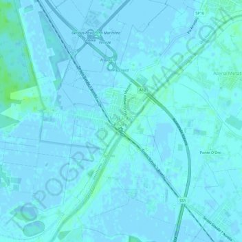 Topografische Karte Migliarino Pisano, Höhe, Relief