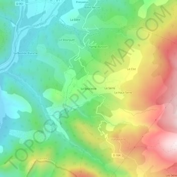 Topografische Karte La Bourasse, Höhe, Relief
