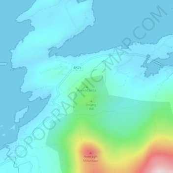 Topografische Karte Knockfadda, Höhe, Relief