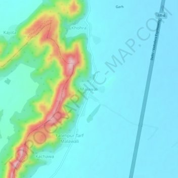 Topografische Karte Malawali, Höhe, Relief