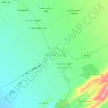 Topografische Karte La Quebrada, Höhe, Relief