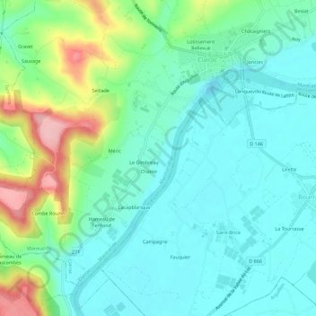 Topografische Karte Brot, Höhe, Relief