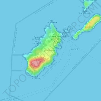 Topografische Karte San Domino, Höhe, Relief