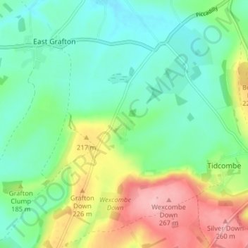 Topografische Karte Wexcombe, Höhe, Relief