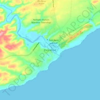 Topografische Karte Port Alfred, Höhe, Relief