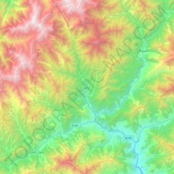 Topografische Karte Dir, Höhe, Relief