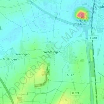 Topografische Karte Wehmingen, Höhe, Relief