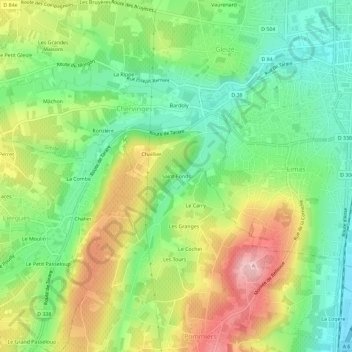 Topografische Karte Saint-Fonds, Höhe, Relief