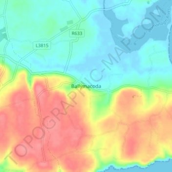 Topografische Karte Ballymacoda, Höhe, Relief