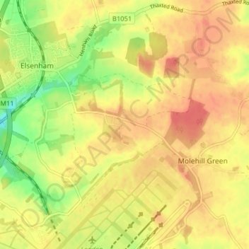 Topografische Karte Gaunt's End, Höhe, Relief