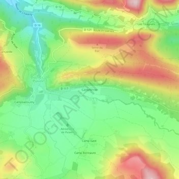 Topografische Karte Campferrier, Höhe, Relief