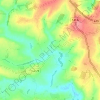 Topografische Karte Tretire, Höhe, Relief