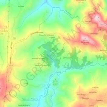 Topografische Karte Pianzo, Höhe, Relief