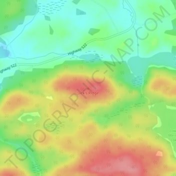 Topografische Karte Jack's Ridge, Höhe, Relief