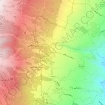 Topografische Karte Fornazzo, Höhe, Relief