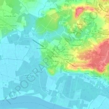 Topografische Karte Blanzac Ouest, Höhe, Relief