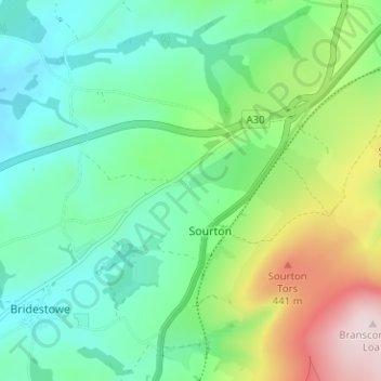 Topografische Karte Forda, Höhe, Relief