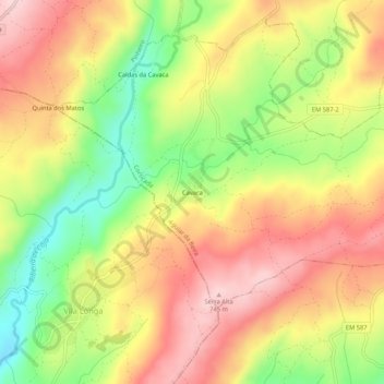 Topografische Karte Cavaca, Höhe, Relief