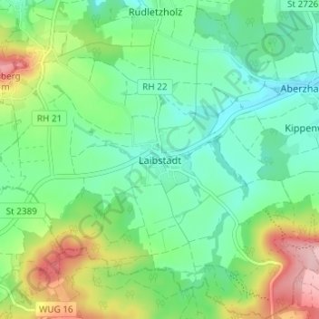 Topografische Karte Laibstadt, Höhe, Relief