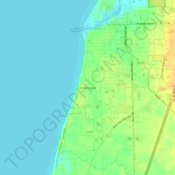 Topografische Karte Indian Grove, Höhe, Relief