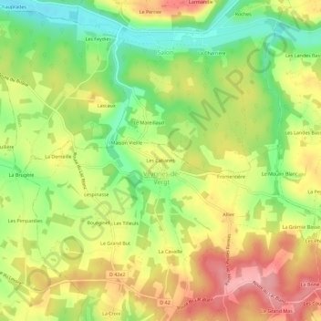 Topografische Karte Les Cabanes, Höhe, Relief