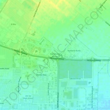 Topografische Karte Owl Mobile Manor, Höhe, Relief