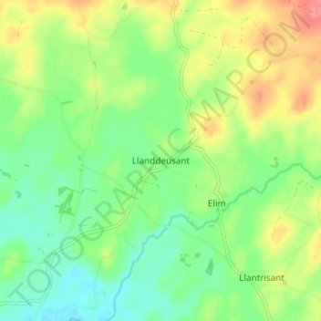 Topografische Karte Llanddeusant, Höhe, Relief