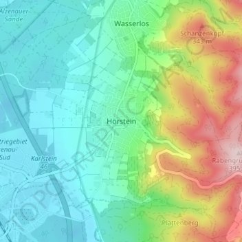 Topografische Karte Hörstein, Höhe, Relief