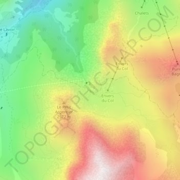 Topografische Karte Pas du Roc, Höhe, Relief