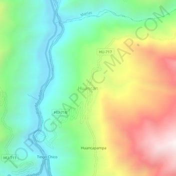 Topografische Karte Huancan, Höhe, Relief