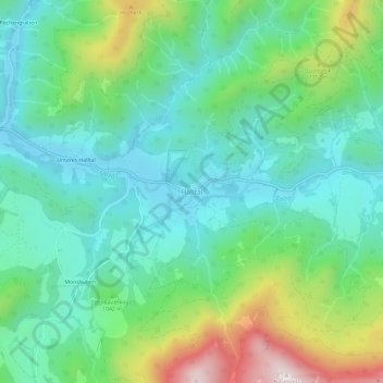 Topografische Karte Halltal, Höhe, Relief