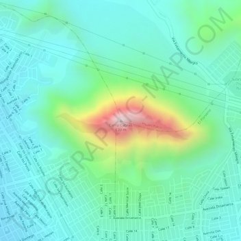 Topografische Karte Cerro Cabras, Höhe, Relief