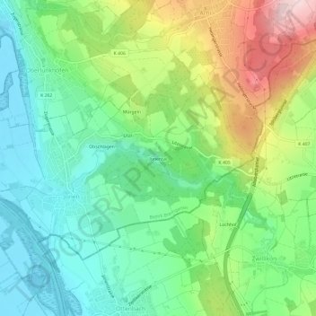 Topografische Karte Jonental, Höhe, Relief