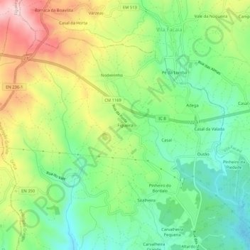 Topografische Karte Figueira, Höhe, Relief