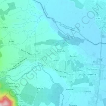 Topografische Karte Casella, Höhe, Relief