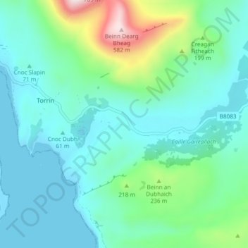 Topografische Karte Kilbride, Höhe, Relief