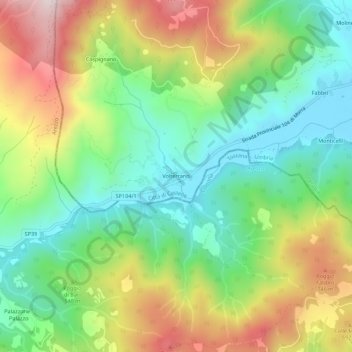 Topografische Karte Volterrano, Höhe, Relief