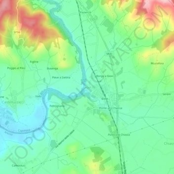 Topografische Karte Giovi, Höhe, Relief