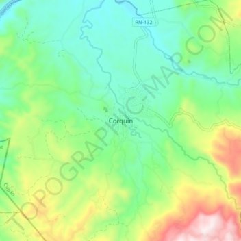 Topografische Karte Corquín, Höhe, Relief