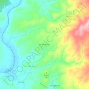Topografische Karte Valbom de Figos, Höhe, Relief