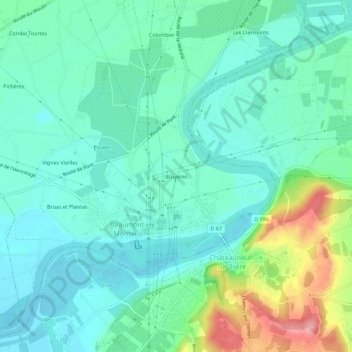 Topografische Karte Bruyères, Höhe, Relief