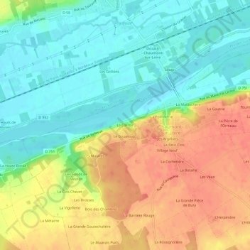 Topografische Karte Le Carroir, Höhe, Relief
