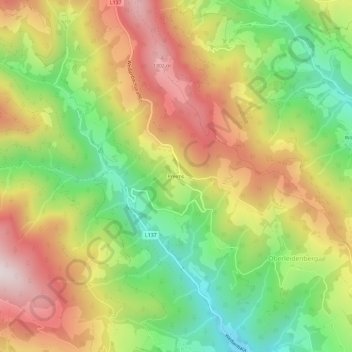 Topografische Karte Preims, Höhe, Relief