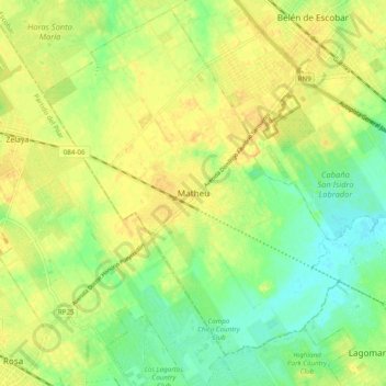 Topografische Karte Matheu, Höhe, Relief