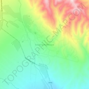 Topografische Karte Estancia Atamisque, Höhe, Relief