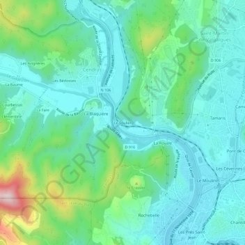 Topografische Karte Le Soulier, Höhe, Relief