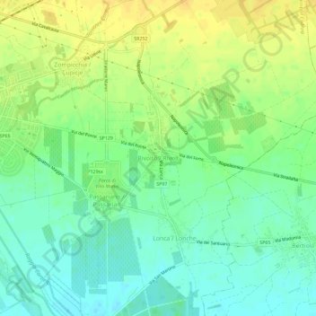 Topografische Karte Rivolto, Höhe, Relief